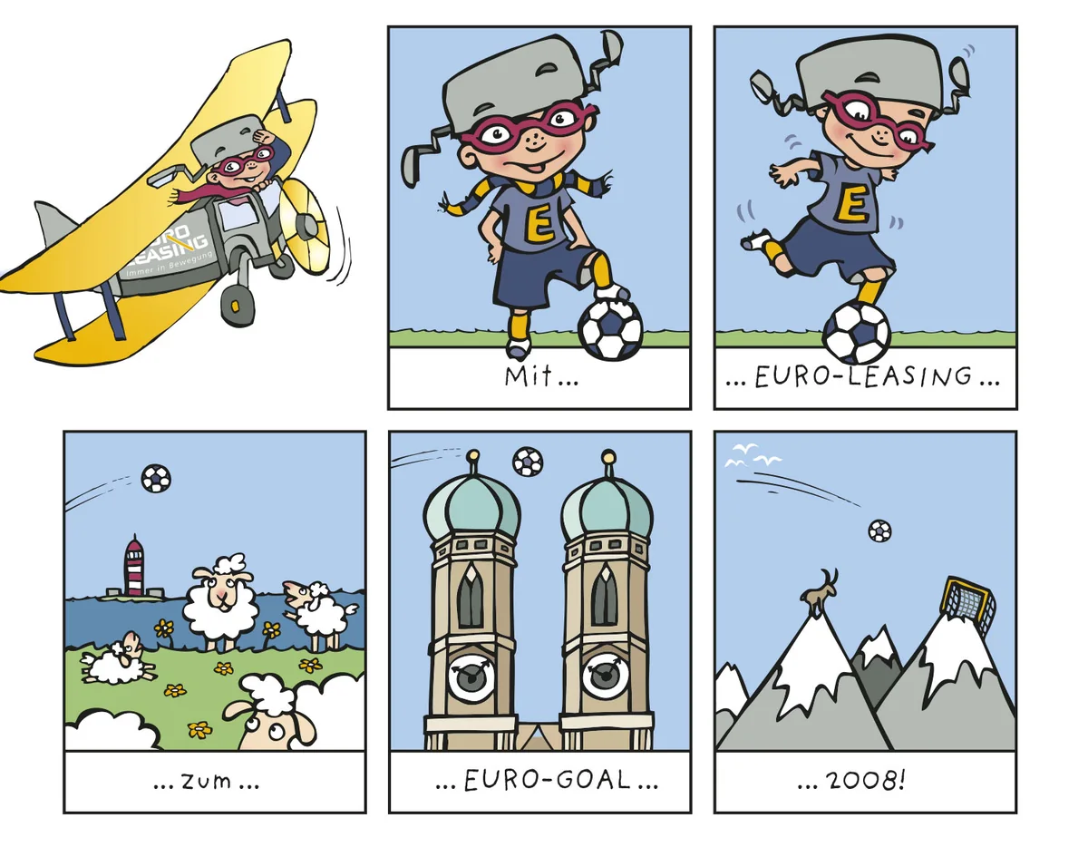 Illustration von Jenne Baule-Prinz: Euro-Leasing Comic für 1.78 Design