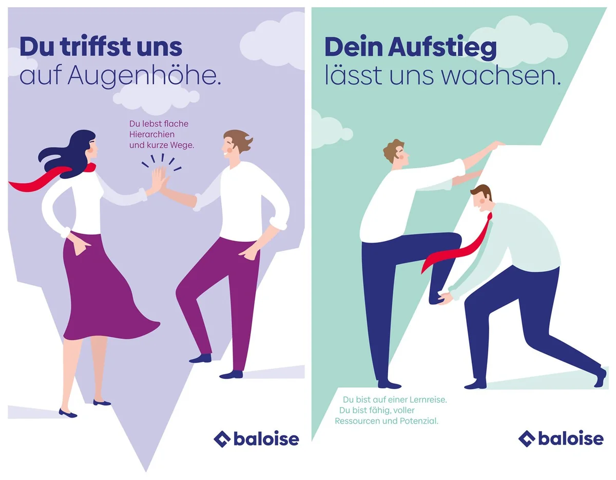 Illustration von Jenne Baule-Prinz: Illustrationen für interne Baloise Plakatkampagne (Bild 1 von 2)