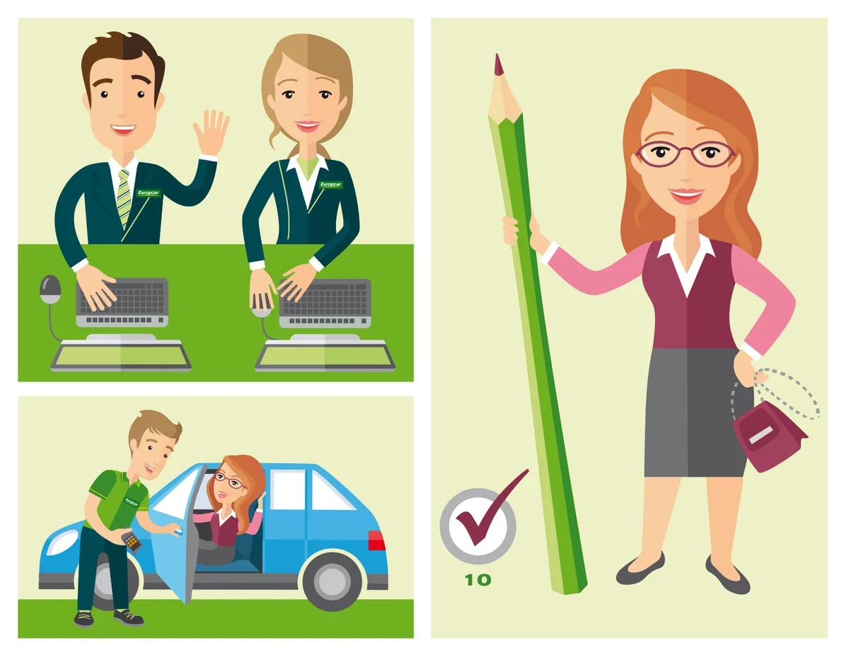 Illustration von Jenne Baule-Prinz: Europcar Booklet für Herr Lorbas GmbH (Bild 1 von 2)