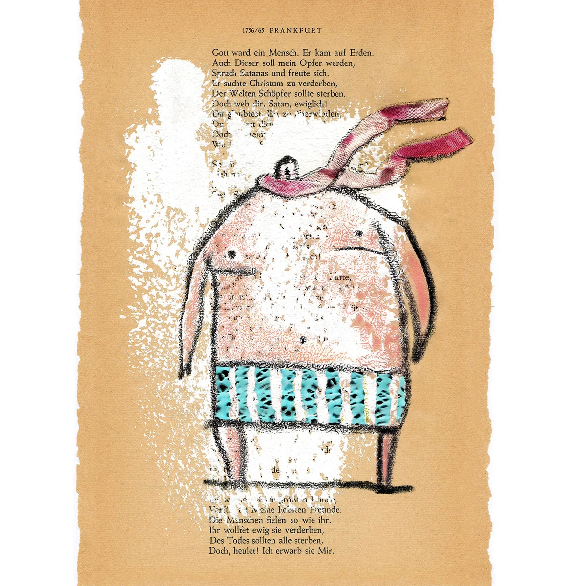 Illustration von Jenne Baule-Prinz: Gott, Collage, 20 x 30cm