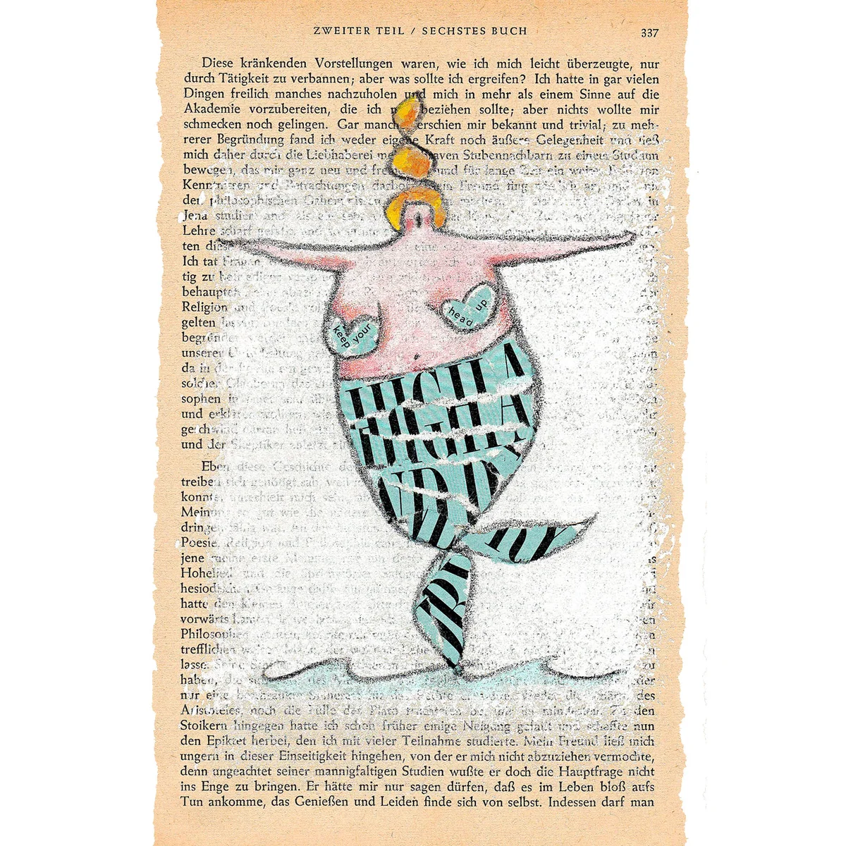 Illustration von Jenne Baule-Prinz: High & Dry, Collage, 20 x 30cm