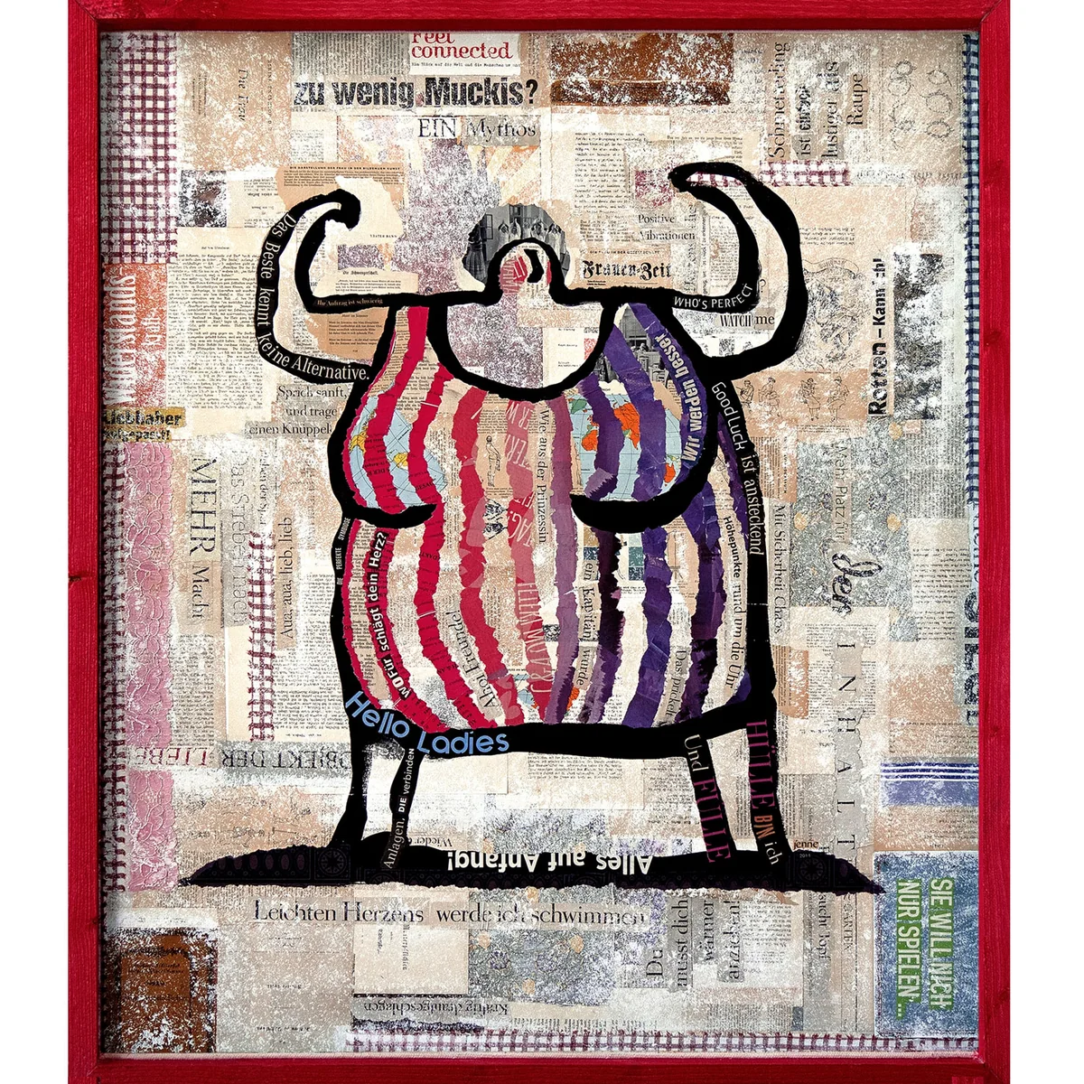 Illustration von Jenne Baule-Prinz: Hülle bin ich, Collage, 100 x 120cm
