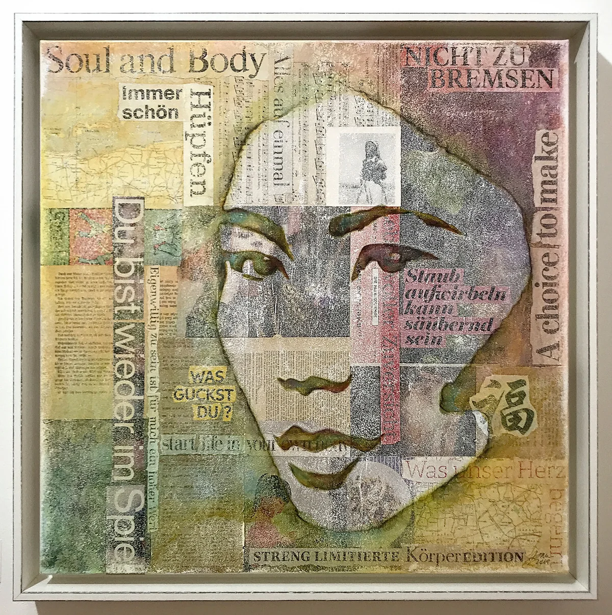 Illustration von Jenne Baule-Prinz: Hüpfen, 60 x 60cm, mixed media auf Leinwand