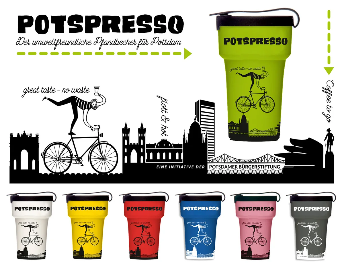 Illustration von Jenne Baule-Prinz: Nowaste Coffee-to-go-Becher für Potsdam