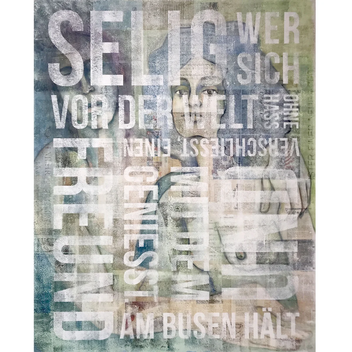 Illustration von Jenne Baule-Prinz: Selig, Collage, 120 x 150cm