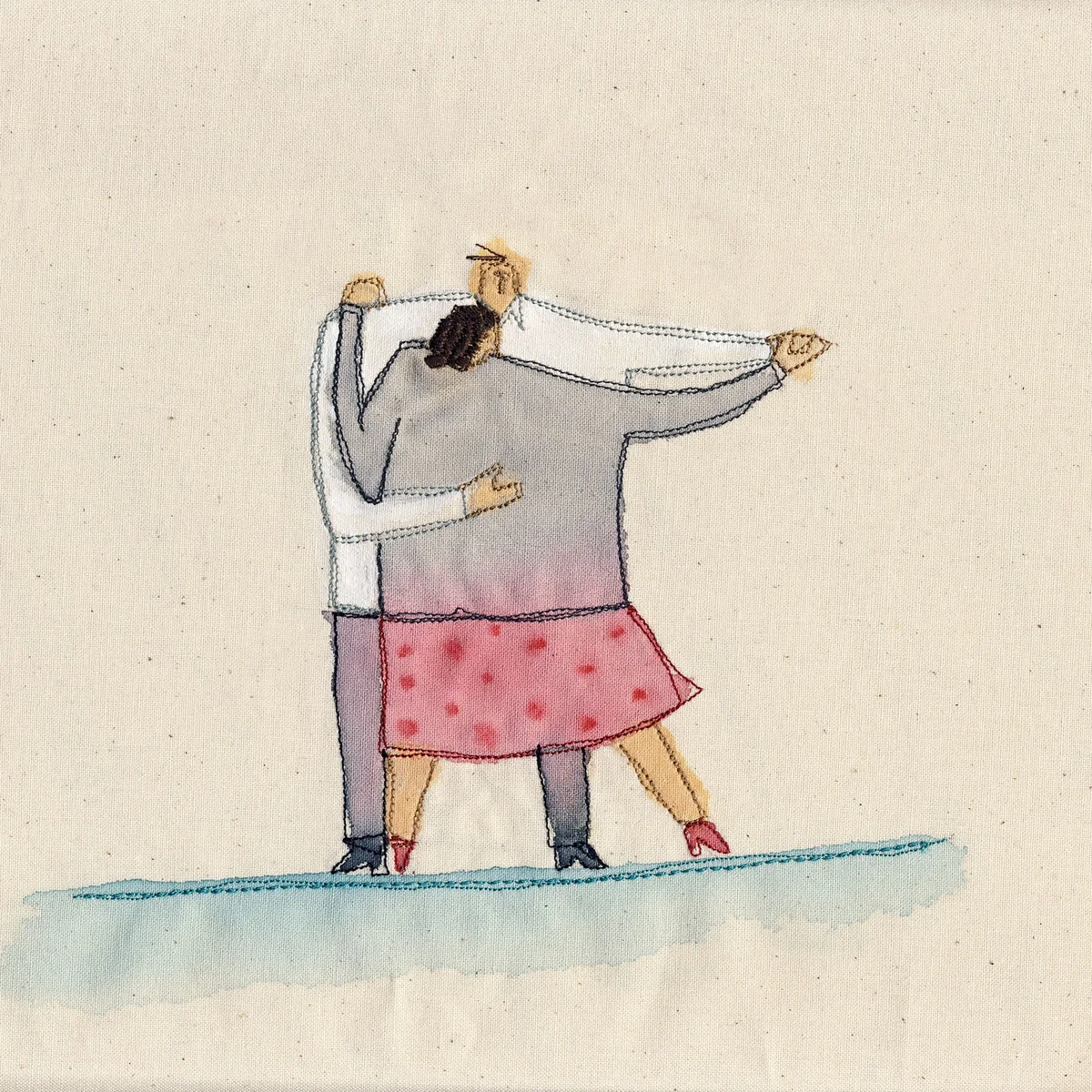 Illustration von Jenne Baule-Prinz: Tango, Aquarell auf Stoff, 20 x 30cm