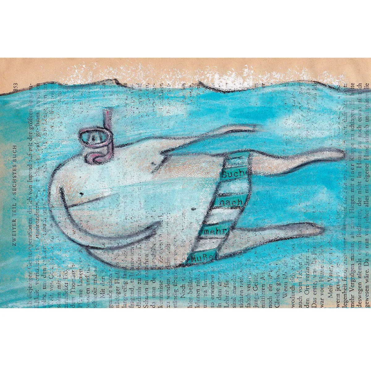 Illustration von Jenne Baule-Prinz: Muße, Collage, 20 x 30cm