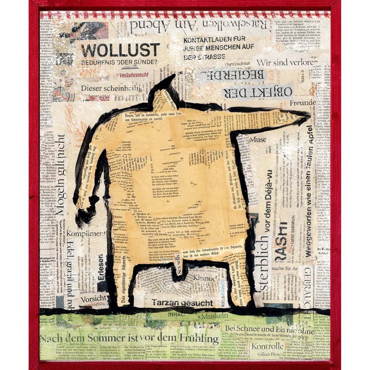 Illustration von Jenne Baule-Prinz: Wollust, Collage, 40 x 55cm